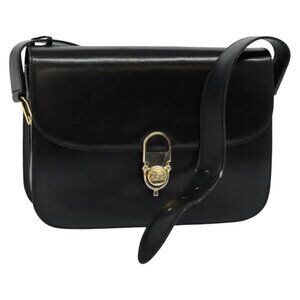 Authentic CELINE Shoulder Bag Leather Black Gold
